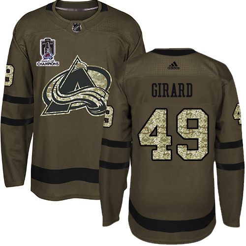 Adidas Colorado Avalanche #49 Samuel Girard Green 2022 Stanley Cup Champions Salute To Service Stitched Jersey Men's