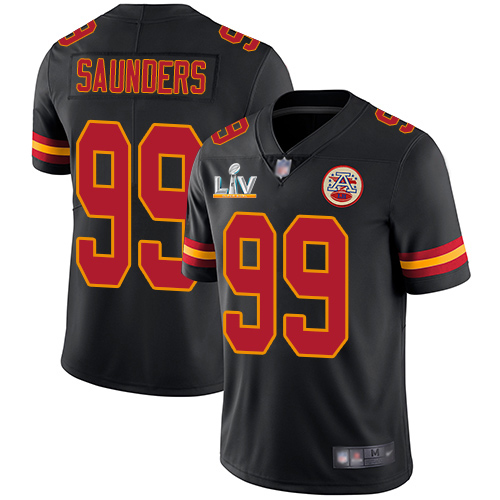 Kansas City Chiefs #99 Khalen Saunders Black Youth Super Bowl LV Bound Stitched Limited Rush Jersey Youth