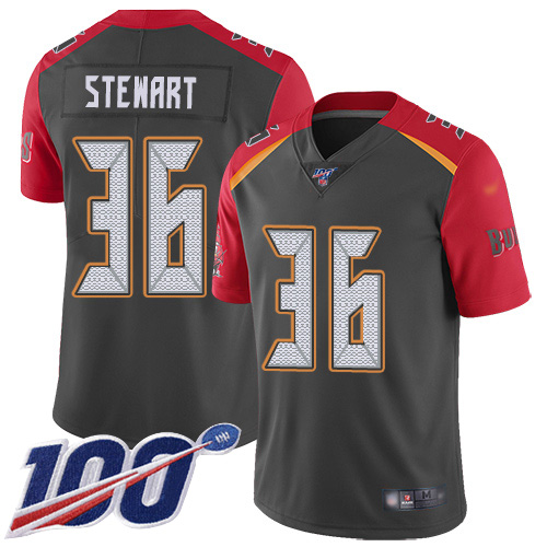Tampa Bay Buccaneers #36 M.J. Stewart Gray Youth Stitched Limited Inverted Legend 100th Season Jersey Youth