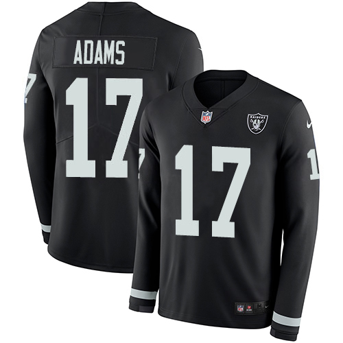 Youth Raiders #17 Davante Adams Black Team Color Stitched Limited Therma Long Sleeve Jersey