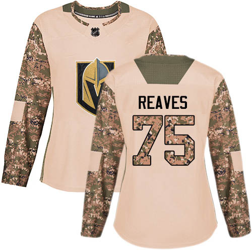 Adidas Golden Vegas Golden Knights #75 Ryan Reaves Camo Authentic 2017 Veterans Day Women's Stitched Jersey Womens