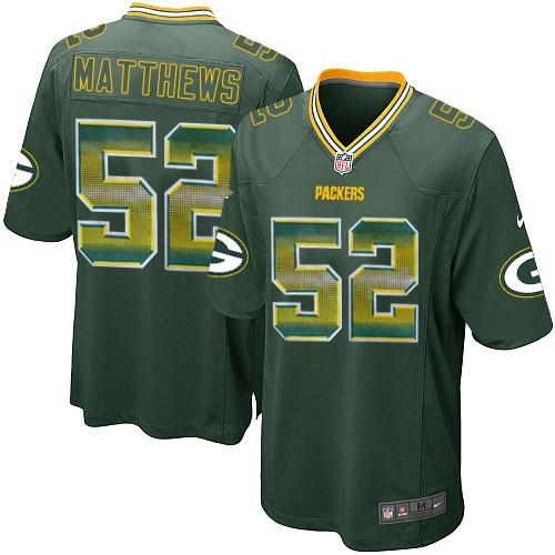 Green Bay Packers #52 Clay Matthews Green Team Color Men's Stitched Limited Strobe Jersey Men's