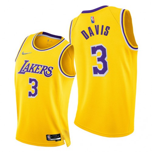 Los Angeles Lakers #3 Anthony Davis Mens 2021-22 75th Diamond Anniversary Jersey Gold Mens