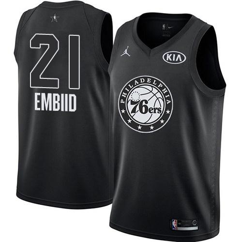 Philadelphia 76ers #21 Joel Embiid Black Youth Jordan Swingman 2018 All-Star Game Jersey Youth