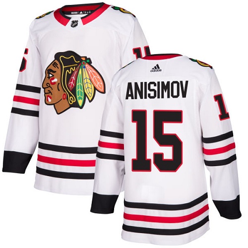 Adidas Chicago Blackhawks #15 Artem Anisimov White Road Authentic Stitched Jersey Men's