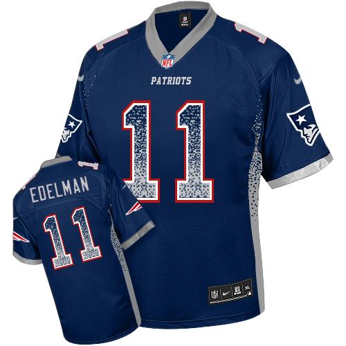 Patriots #11 Julian Edelman Navy Blue Team Color Men's Stitched Elite Drift Fashion Jersey