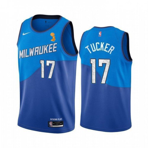 Milwaukee Bucks #17 P.J. Tucker Womens 2021 Finals Champions City Edition Jersey Blue Womens
