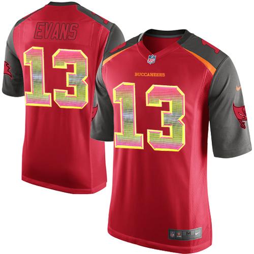 Buccaneers #13 Mike Evans Red Team Color Men's Stitched Limited Strobe Jersey