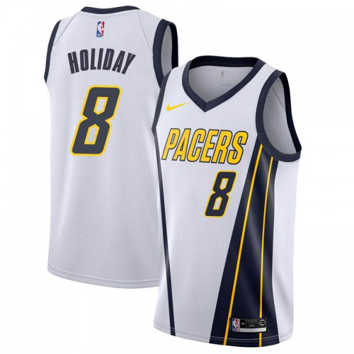 Indiana Pacers #8 Justin Holiday White Womens Swingman Earned Edition Jersey Womens