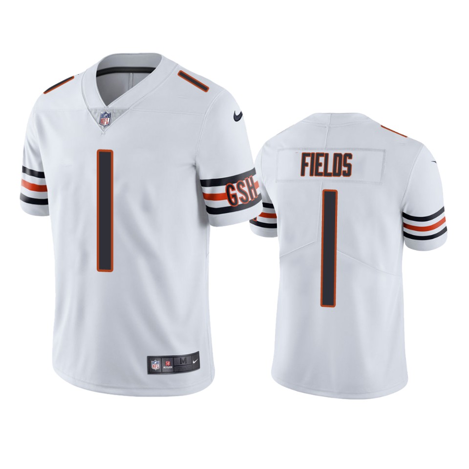 Bears #1 Justin Fields White Men's Stitched Vapor Untouchable Limited Jersey