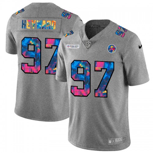 Pittsburgh Pittsburgh Steelers #97 Cameron Heyward Men's Multi-Color 2020 Crucial Catch Jersey Greyheather Men's