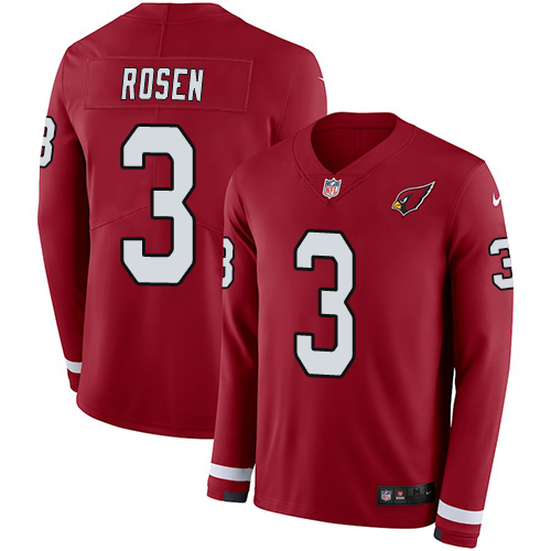 Cardinals #3 Josh Rosen Red Team Color Men's Stitched Limited Therma Long Sleeve Jersey
