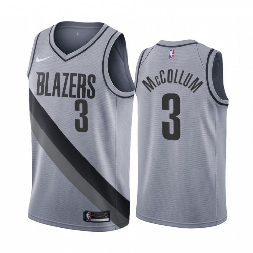 Portland Trail Portland Trail Blazers #3 C.J. McCollum Gray Youth Swingman 2020-21 Earned Edition Jersey Youth