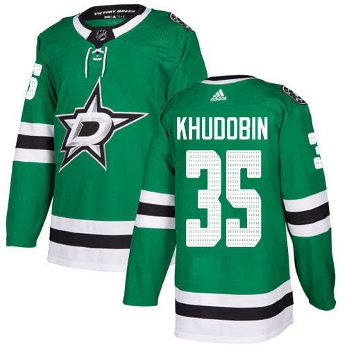 Adidas Dallas Stars #35 Anton Khudobin Green Home Authentic Stitched Jersey Men's