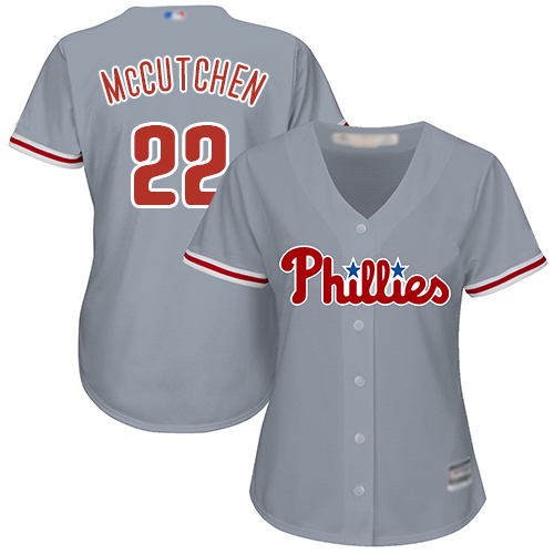 Philadelphia Phillies #22 Andrew McCutchen Grey Road Women's Stitched Jersey Womens
