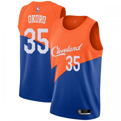 Cleveland Cavaliers #35 Isaac Okoro Blue Swingman City Edition 2018/19 Jersey Mens