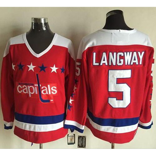Washington Capitals #5 Rod Langway Red Alternate CCM Throwback Stitched Jersey Men's