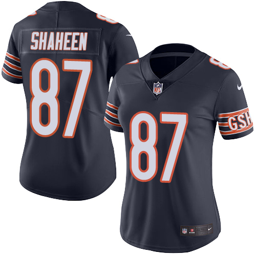 Chicago Bears #87 Adam Shaheen Navy Blue Team Color Women's Stitched Vapor Untouchable Limited Jersey Womens