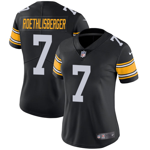 Pittsburgh Steelers #7 Ben Roethlisberger Black Alternate Women's Stitched Vapor Untouchable Limited Jersey Womens