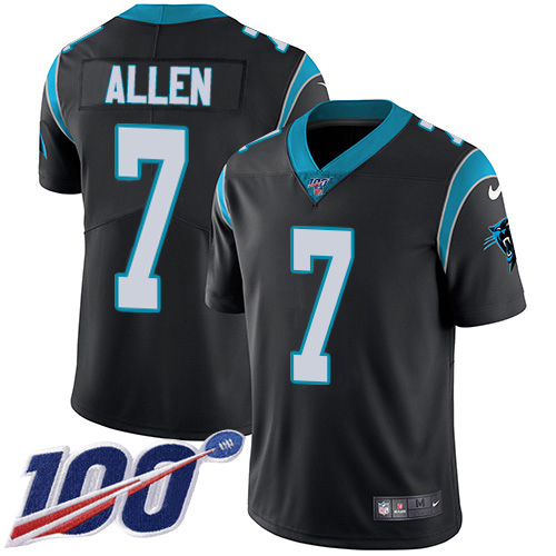 Carolina Panthers #7 Kyle Allen Black Team Color Men's Stitched 100th Season Vapor Limited Jersey Men's