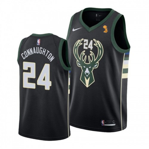 Milwaukee Bucks #24 Pat Connaughton Womens 2021 Finals Champions Swingman Statement Edition Jersey Black Womens