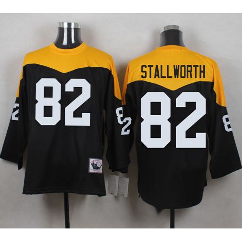 Mitchell And Ness 1967 Pittsburgh Steelers #82 John Stallworth Black/Yelllow Throwback Men's Stitched Jersey Men's