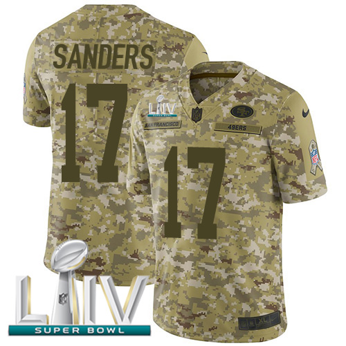 San Francisco 49ers #17 Emmanuel Sanders Camo Super Bowl LIV 2020 Men's Stitched Limited 2018 Salute To Service Jersey Men's