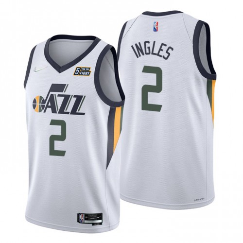 Utah Jazz #2 Joe Ingles White Mens 2021-22 75th Anniversary Diamond Swingman Jersey - Association Edition Mens