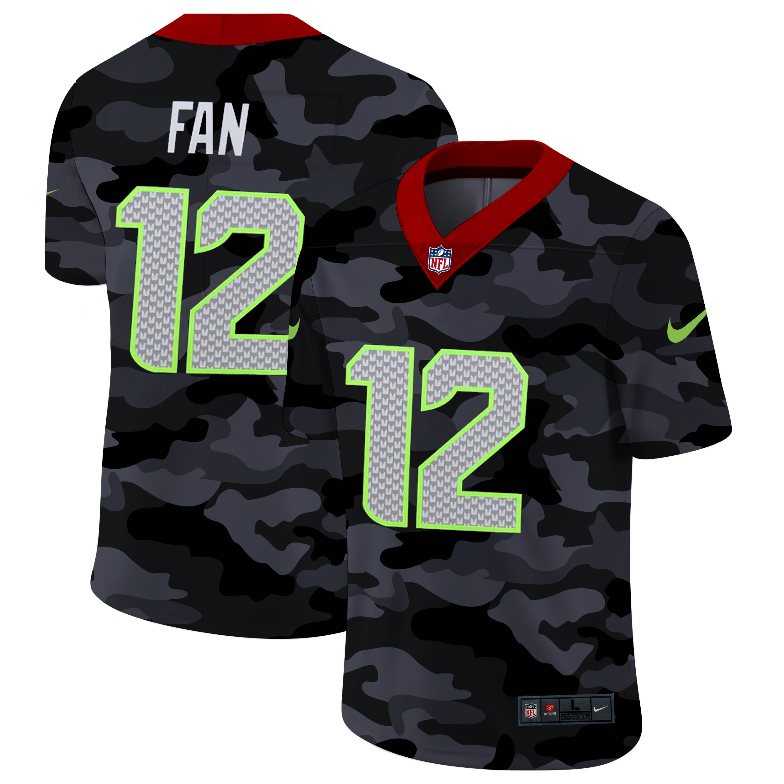 Seattle Seahawks #12 Fan Men's 2020 Black CAMO Vapor Untouchable Limited Stitched Jersey