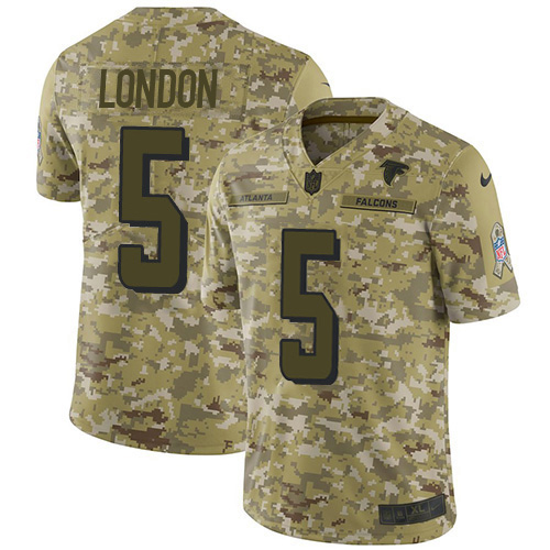 Falcons #5 Drake London Camo Men's Stitched Limited 2018 Salute To Service Jersey