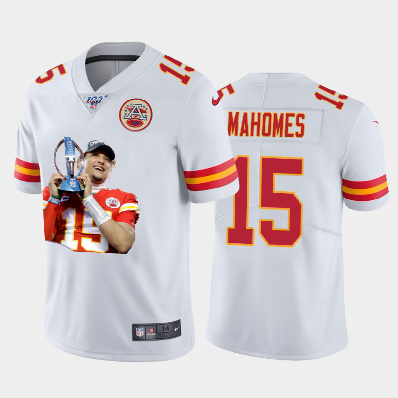 Kansas City Chiefs #15 Patrick Mahomes Team Hero Vapor Limited 100 Jersey White Golden