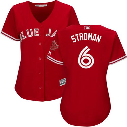Toronto Blue Jays #6 Marcus Stroman Red Women's Canada Day Stitched Jersey Womens
