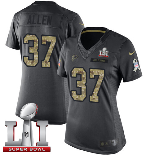 Atlanta Falcons #37 Ricardo Allen Black Super Bowl LI 51 Women's Stitched Limited 2016 Salute to Service Jersey Womens