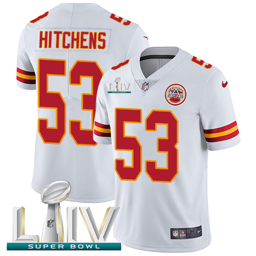 Kansas City Chiefs #53 Anthony Hitchens White Super Bowl LIV 2020 Men's Stitched Vapor Untouchable Limited Jersey Men's