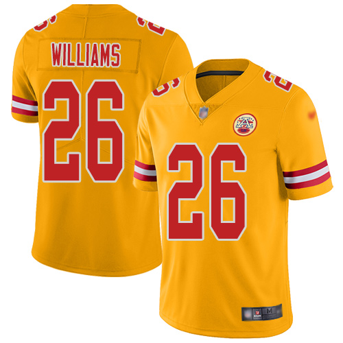 Kansas City Chiefs #26 Damien Williams Gold Youth Stitched Limited Inverted Legend Jersey Youth