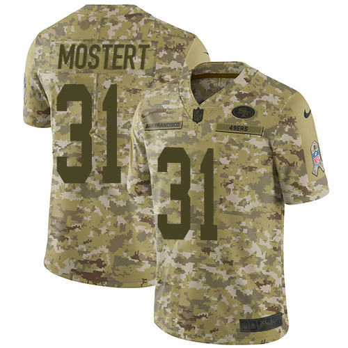 San Francisco 49ers #31 Raheem Mostert Camo Men's Stitched Limited 2018 Salute To Service Jersey Men's