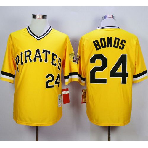 Mitchell And Ness Pittsburgh Pirates #24 Barry Bonds Yellow Throwback Stitched Jersey Men's