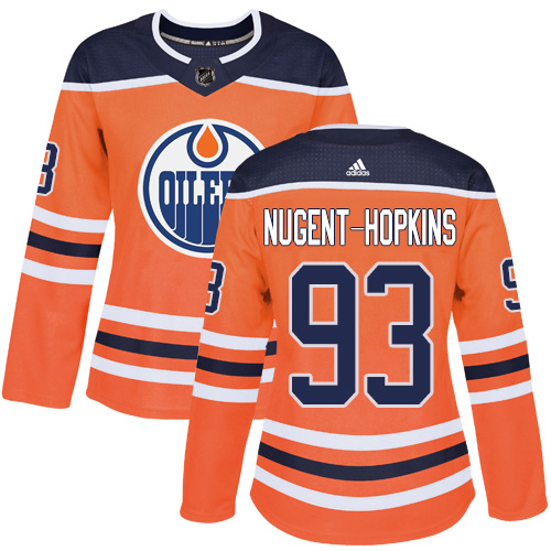 Adidas Edmonton Oilers #93 Ryan Nugent-Hopkins Orange Home Authentic Women's Stitched Jersey Womens