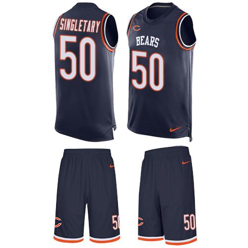 Bears #50 Mike Singletary Navy Blue Team Color Men's Stitched Limited Tank Top Suit Jersey