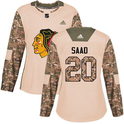 Adidas Chicago Blackhawks #20 Brandon Saad Camo Authentic 2017 Veterans Day Women's Stitched Jersey Womens