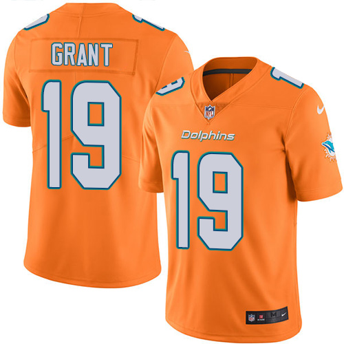 Miami Dolphins #19 Jakeem Grant Orange Men's Stitched Limited Rush Jersey Men's