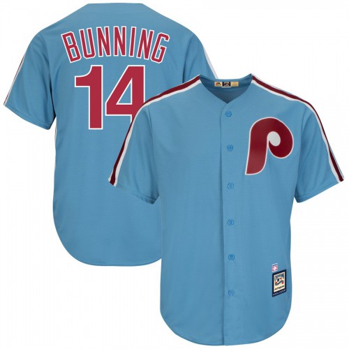 Philadelphia Philadelphia Phillies #14 Jim Bunning Majestic Cooperstown Collection Cool Base Player Jersey Light Blue Men's