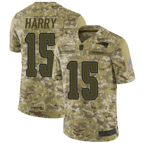 New England Patriots #15 N'Keal Harry Camo Men's Stitched Limited 2018 Salute To Service Jersey Men's