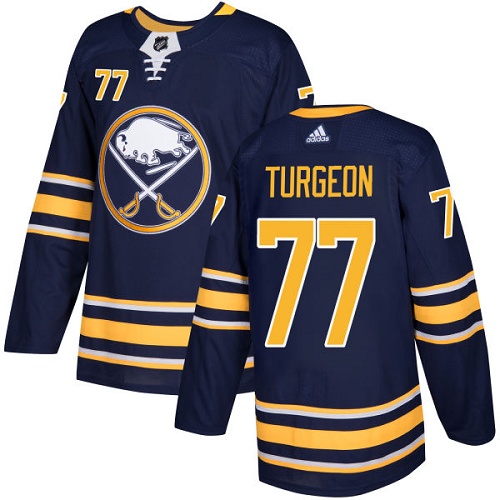 Adidas Buffalo Sabres #77 Pierre Turgeon Navy Blue Home Authentic Stitched Jersey Men's