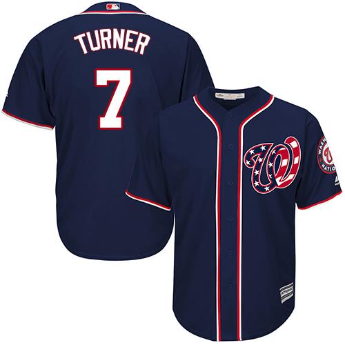 Washington Nationals #7 Trea Turner Navy Blue Cool Base Stitched Youth Jersey Youth