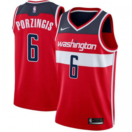 Washington Wizards #6 Kristaps Porzingis Red Swingman Icon Edition Jersey Mens
