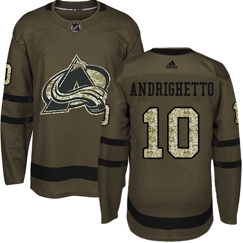 Adidas Colorado Avalanche #10 Sven Andrighetto Green Salute to Service Stitched Youth Jersey Youth