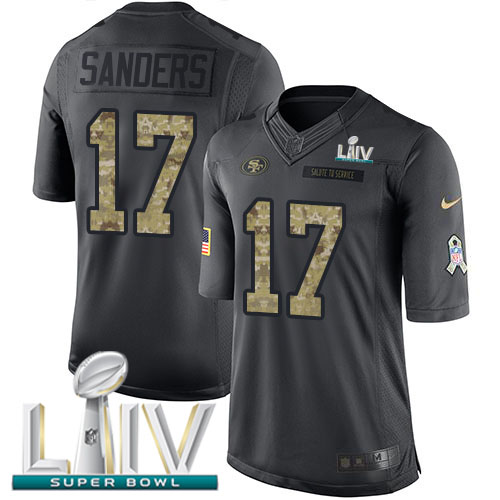 San Francisco 49ers #17 Emmanuel Sanders Black Super Bowl LIV 2020 Youth Stitched Limited 2016 Salute to Service Jersey Youth