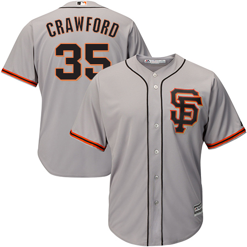 San Francisco Giants #35 Brandon Crawford Grey Road 2 Cool Base Stitched Youth Jersey Youth
