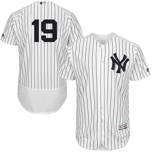New York Yankees #19 Masahiro Tanaka White Strip Flexbase Authentic Collection Stitched Jersey Men's